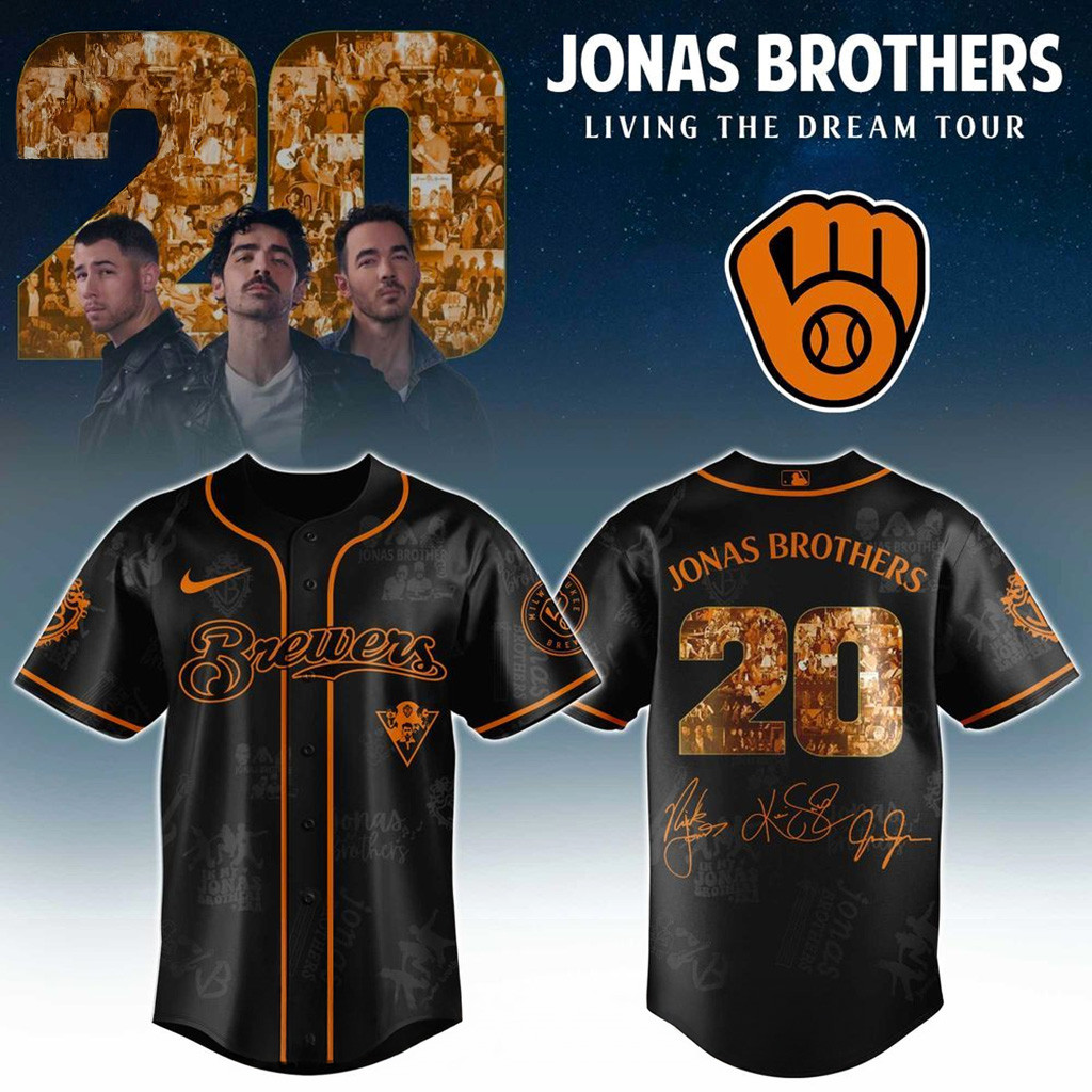 Milwaukee Brewers X Jonas Brothers Living The Dream Tour 2025 Jersey Brewers Merch Dad Gifts