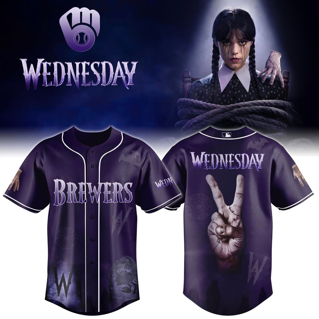 Milwaukee Brewers X Wednesday Season 2 Jersey Milwaukee Brewers Merch Fans Gifts