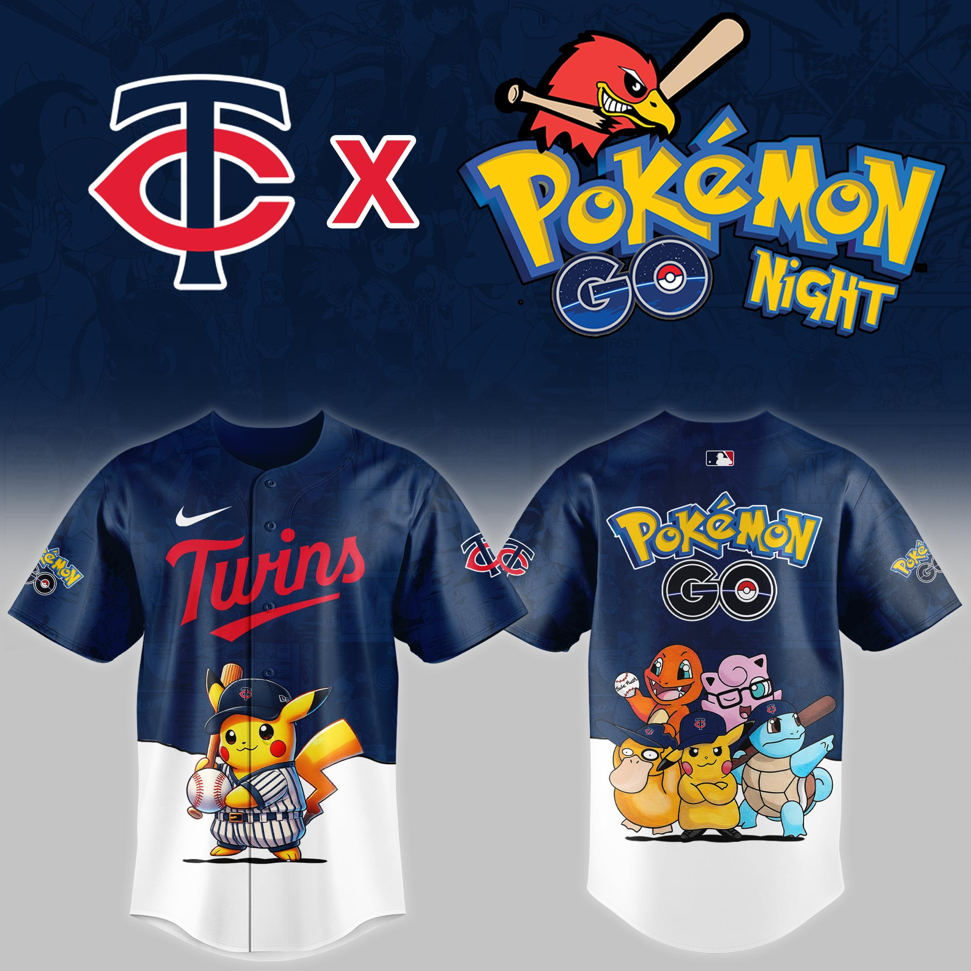 Minnesota Twins Mlb X Pokemon Go Night Baseball Jersey For Fan