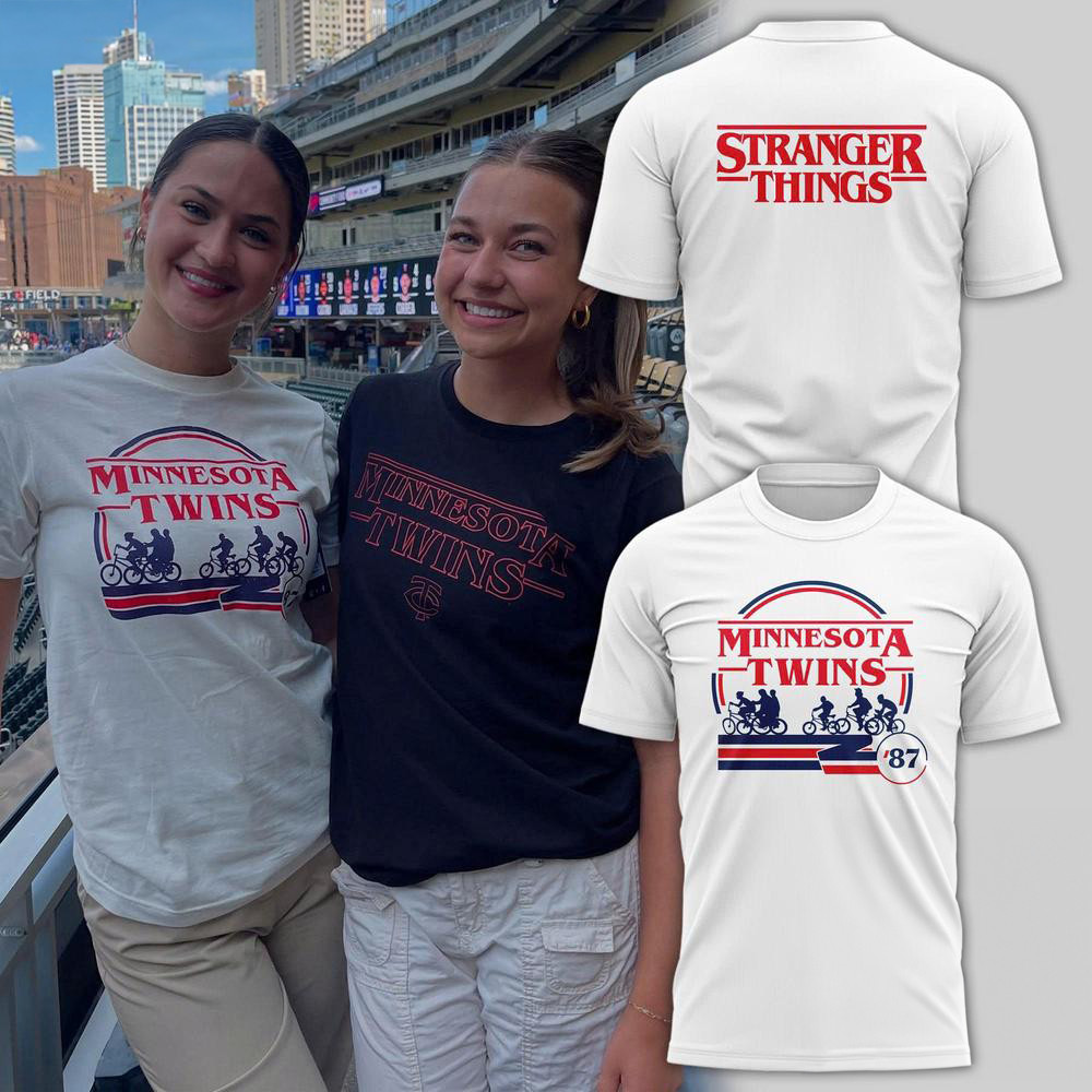 Minnesota Twins Stranger Things White T-Shirt Gifts For Girlfriend
