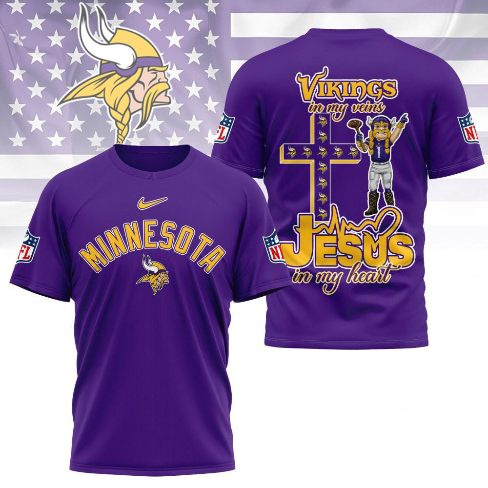 Minnesota Vikings In My Veins In My Heart All Over Print Shirt Best Football Gifts