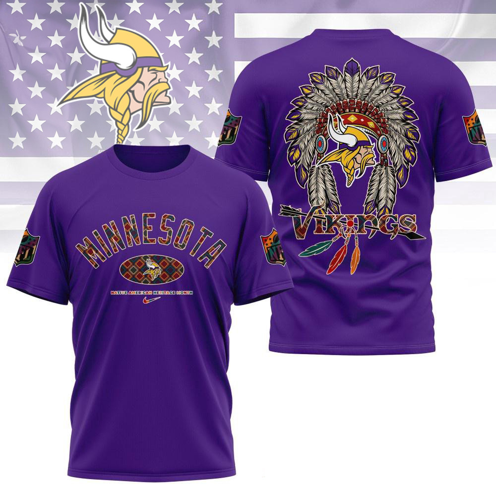 Minnesota Vikings Native American Heritage Month 3d Shirt Gifts For Football Fan