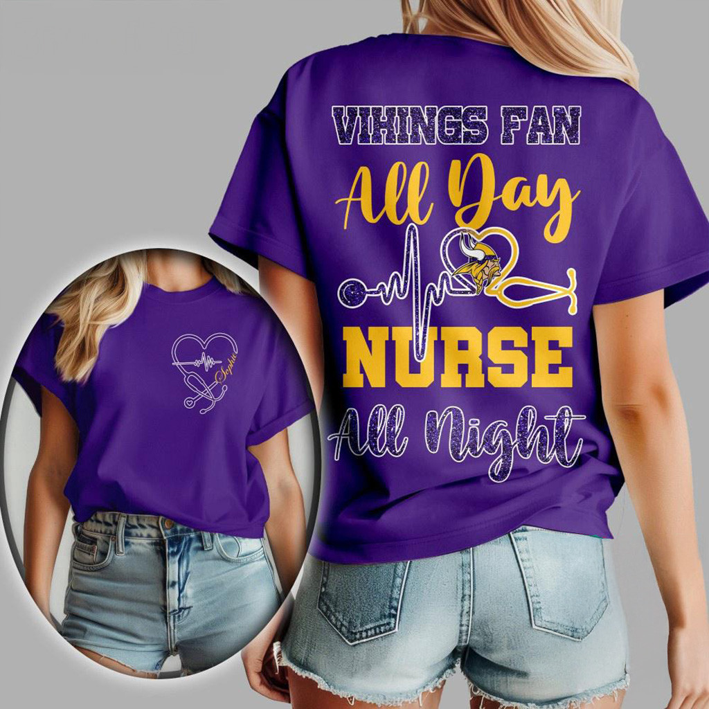 Minnesota Vikings NFL All Day Nurse All Night Shirt Minnesota Vikings Merch Gifts For Mom