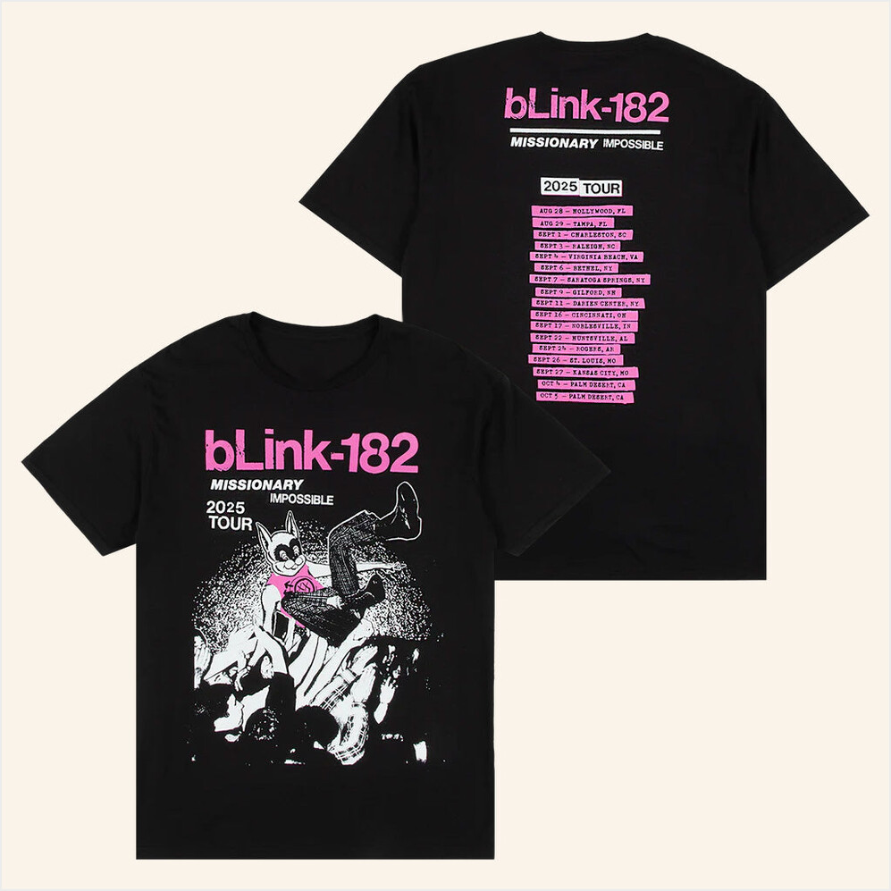 Missionary Impossible Tour Black T-Shirt Blink 182 Merch Gifts For People Who Like Music