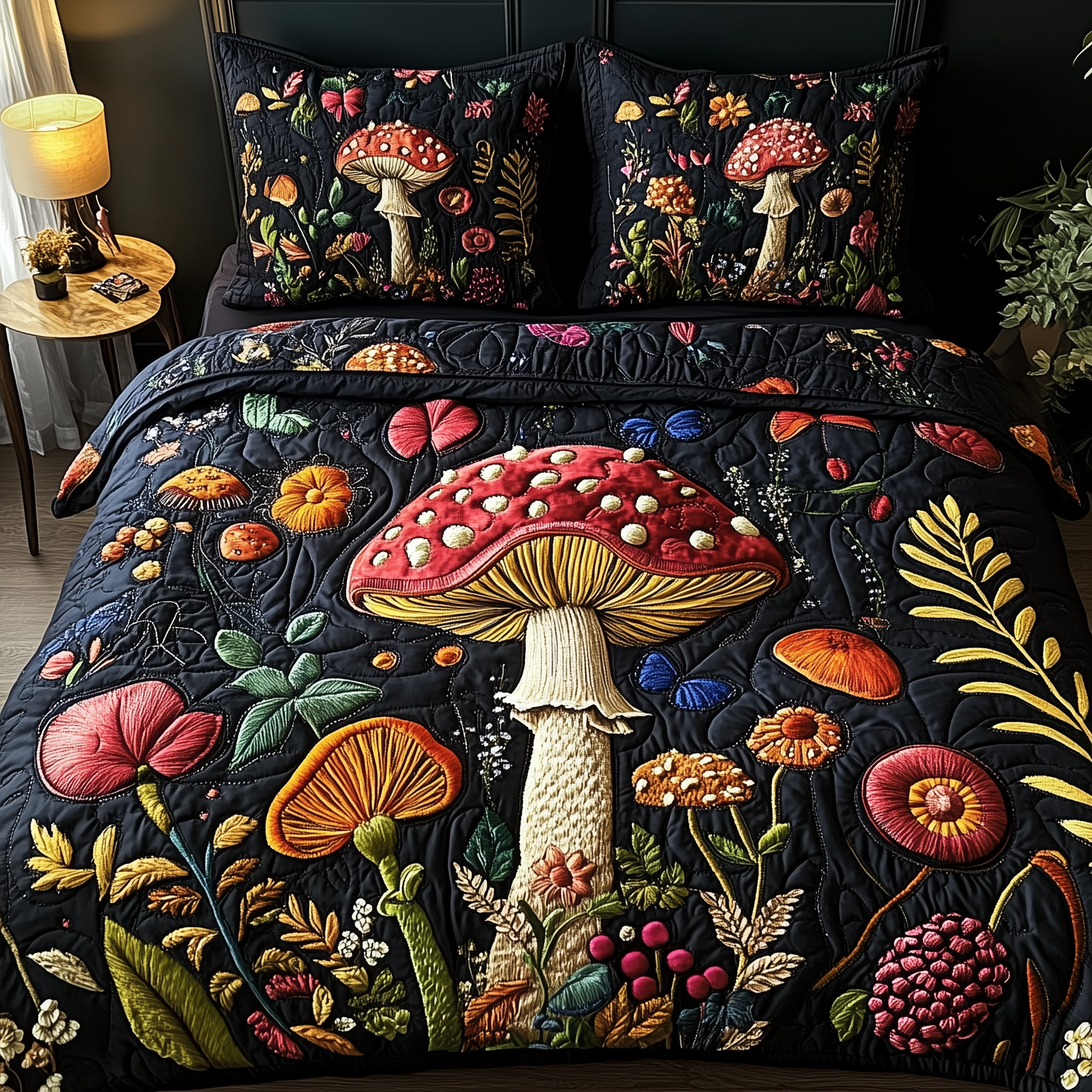 Mistique Mushroom Quilted Bedding Set Awesome Duvet Cover Bedspread Set Good Mother's Day Gifts 2025