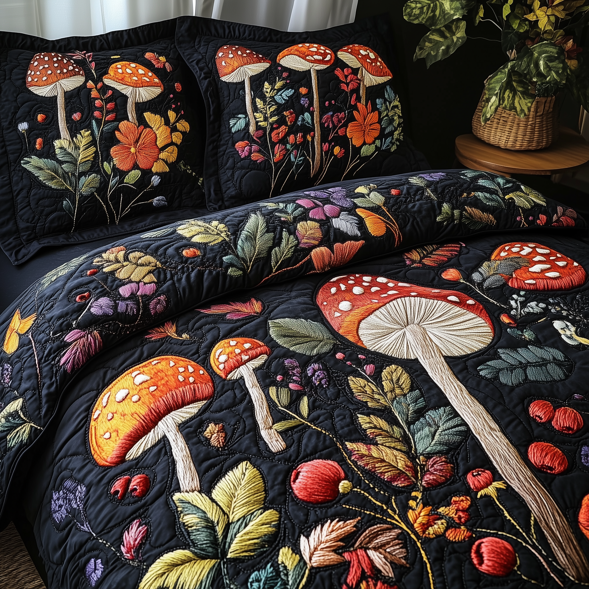 Mistique Mushroom Quilted Bedding Set Awesome Duvet Cover Bedspread Set Good Mother's Day Presents