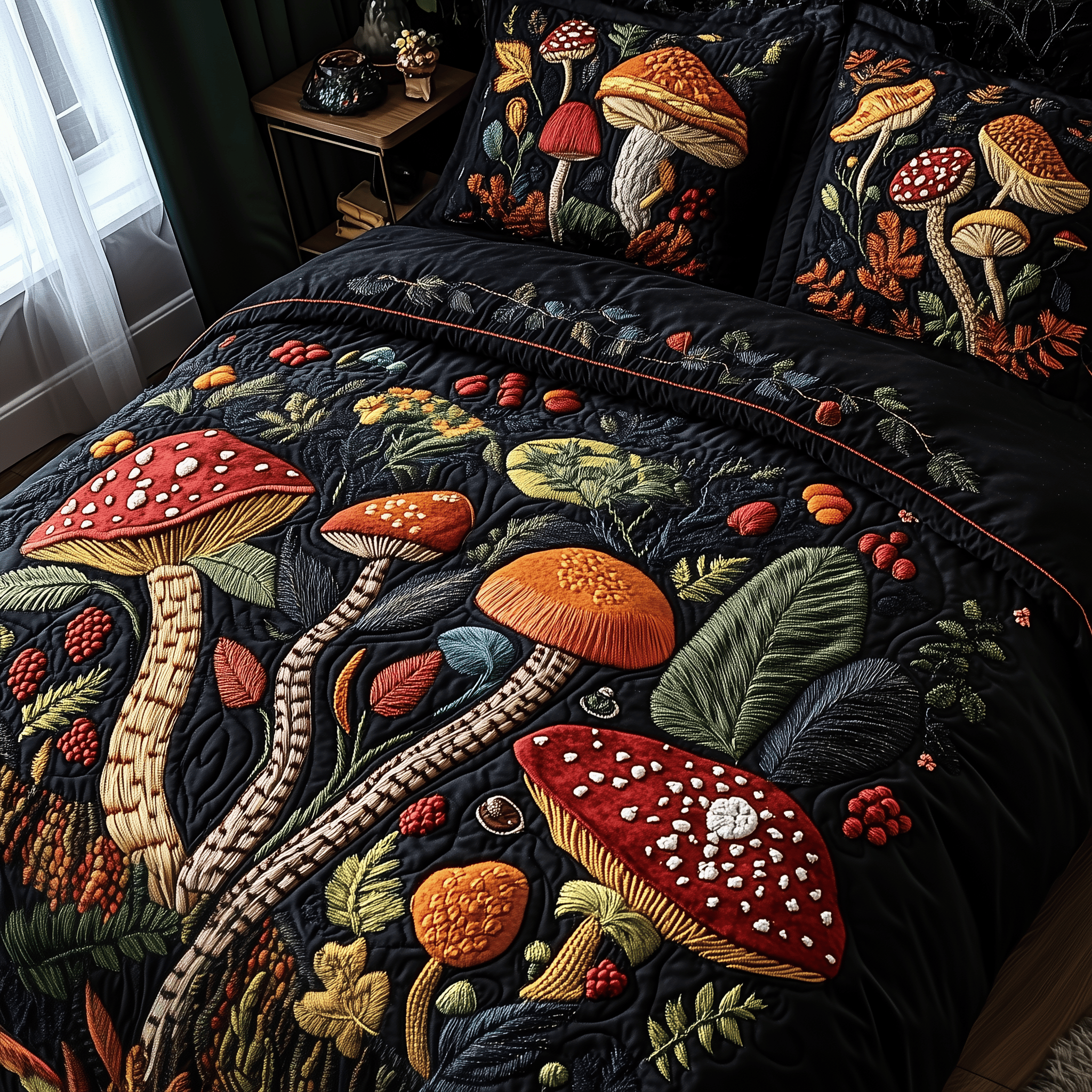 Mistique Mushroom Quilted Bedding Set Awesome Duvet Cover Bedspread Set Mother's Day Gifts For Wife