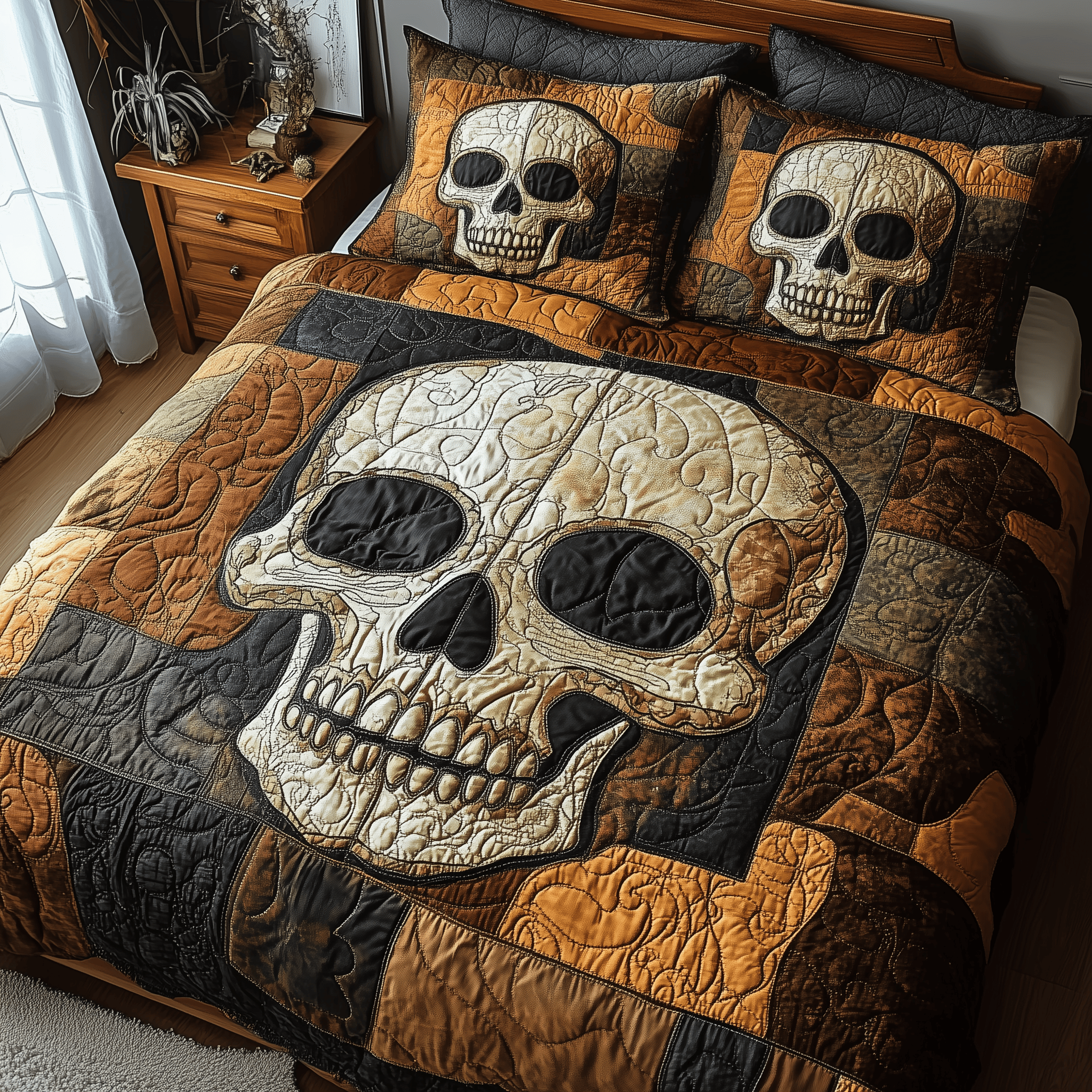 Mistique Skull Quilted Bedding Set Best Father's Day Duvet Cover Set Cool Skull Gifts For Her