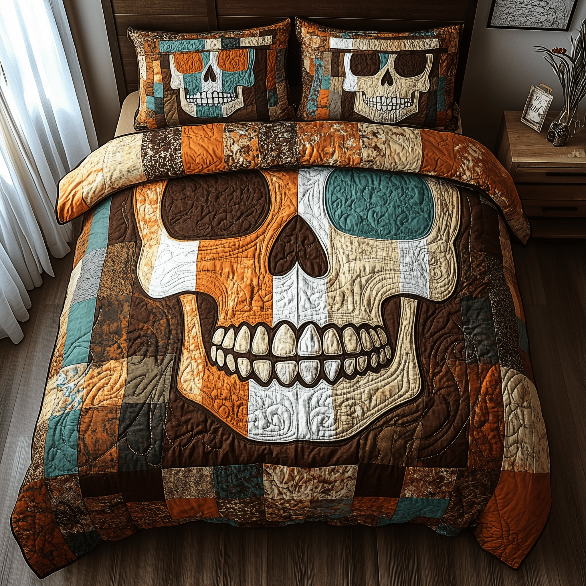 Mistique Skull Quilted Bedding Set Cool First Valentine Duvet Cover Set Gifts For People Who Like Skulls