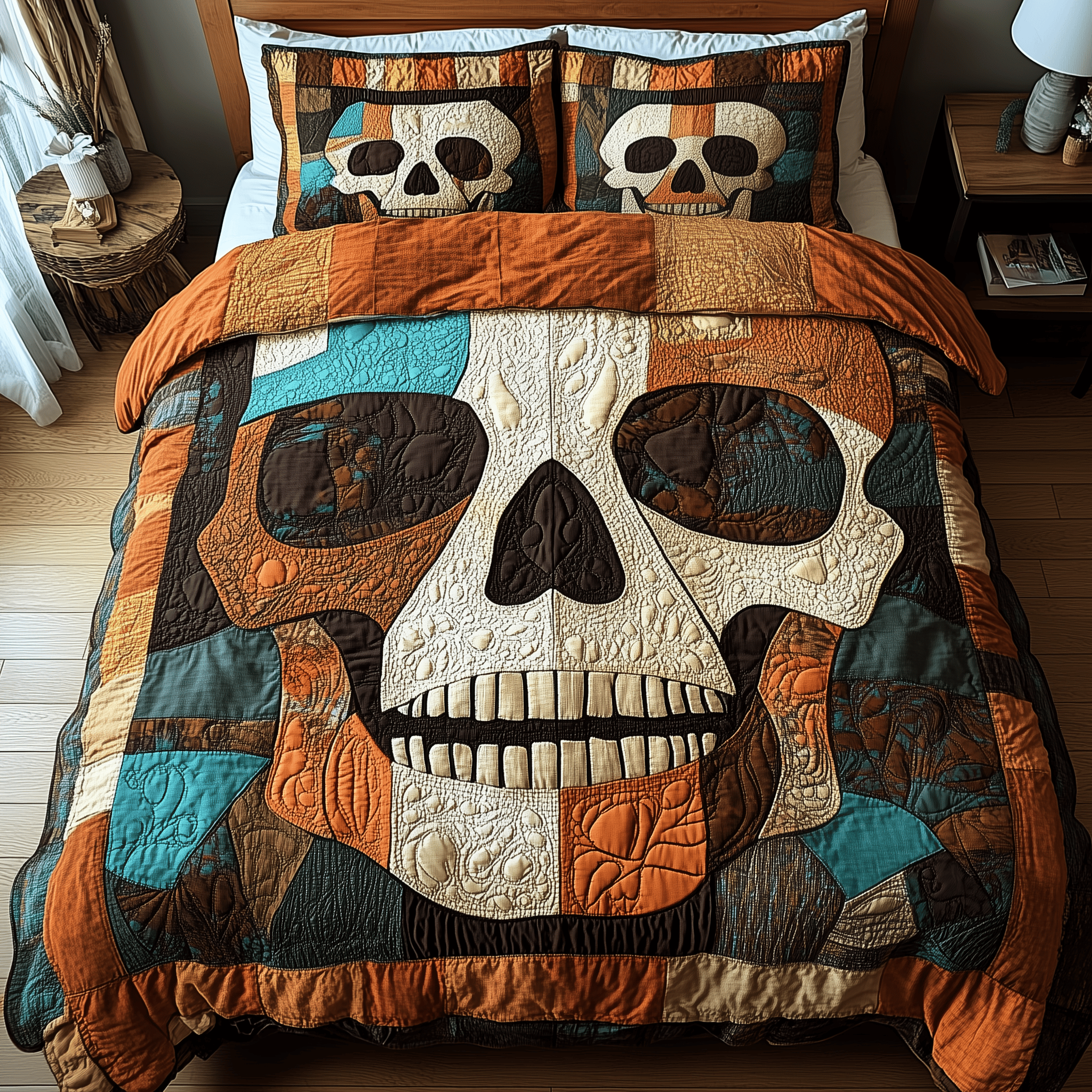 Mistique Skull Quilted Bedding Set Cool First Valentine Duvet Cover Set Skull Birthday Gifts
