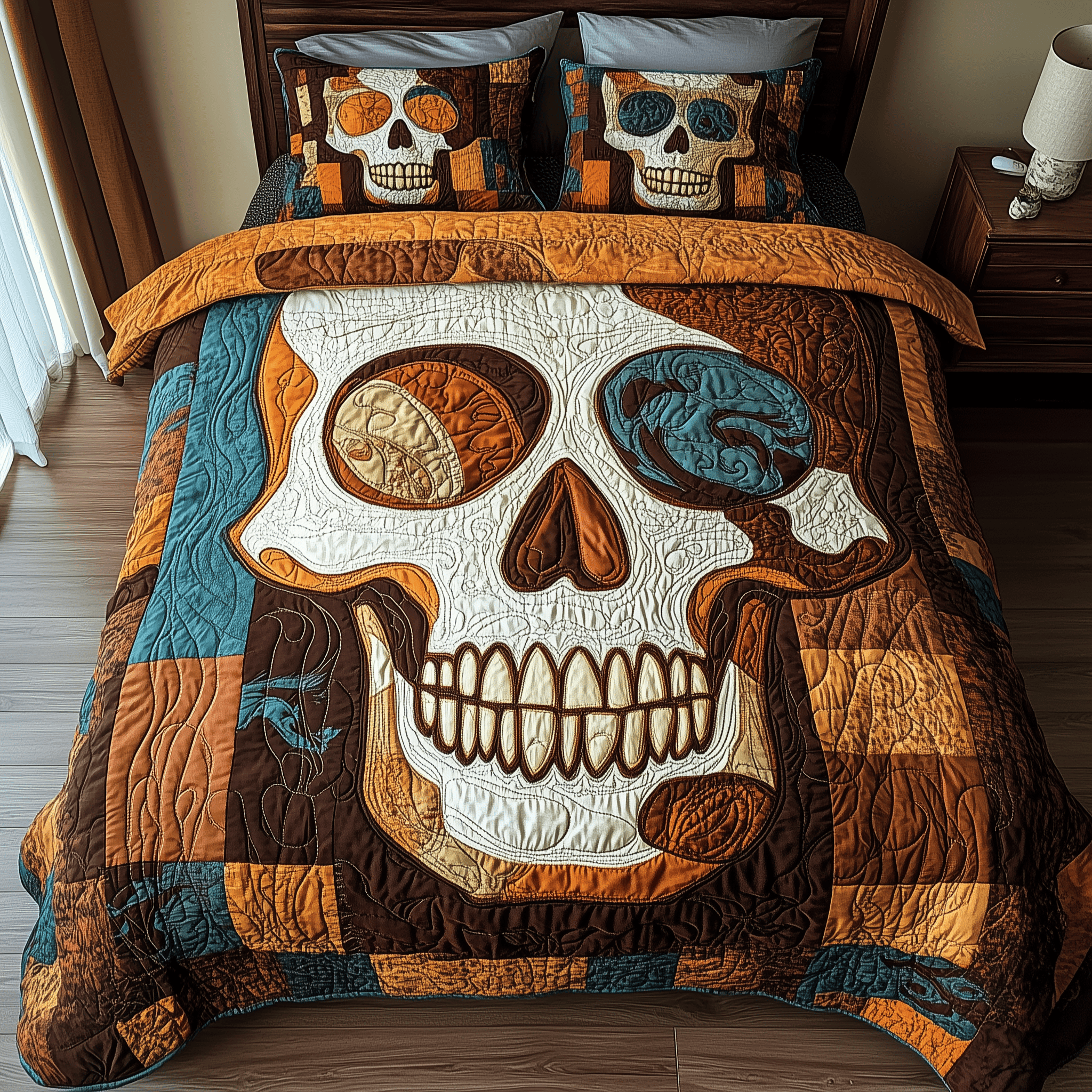 Mistique Skull Quilted Bedding Set Cool First Valentine Duvet Cover Set Skull Inspired Gifts