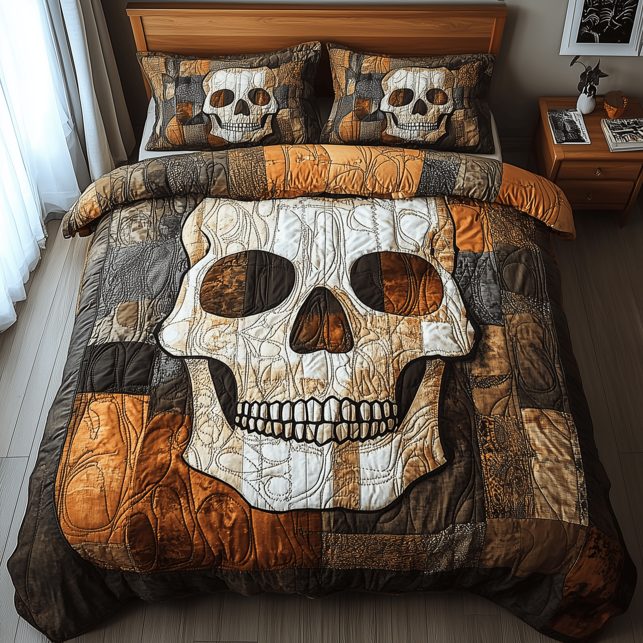 Mistique Skull Quilted Bedding Set Cool First Valentine Duvet Cover Set Unique Skull Gifts For Him