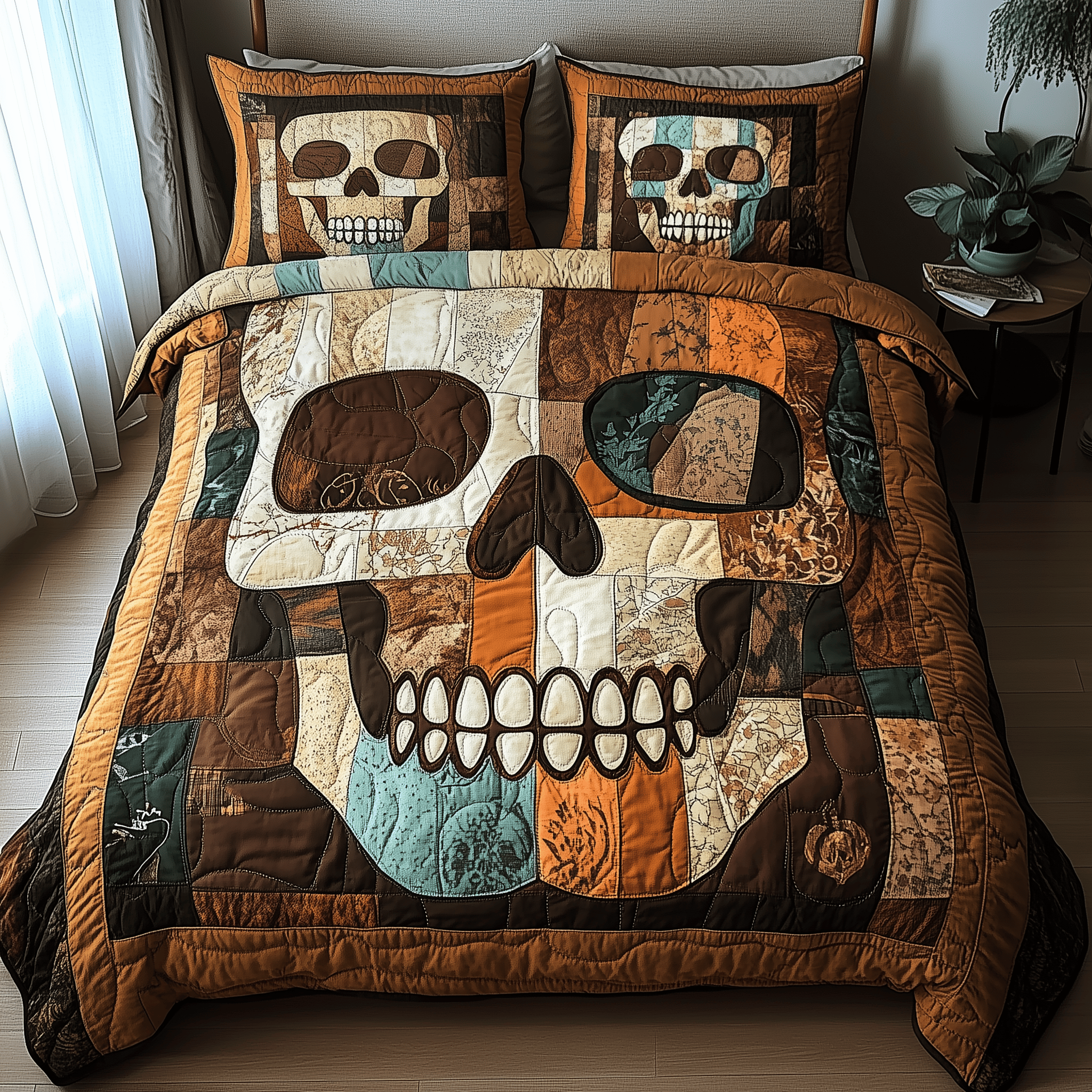 Mistique Skull Quilted Bedding Set Good Holiday Duvet Cover Set Skull Gifts For Him