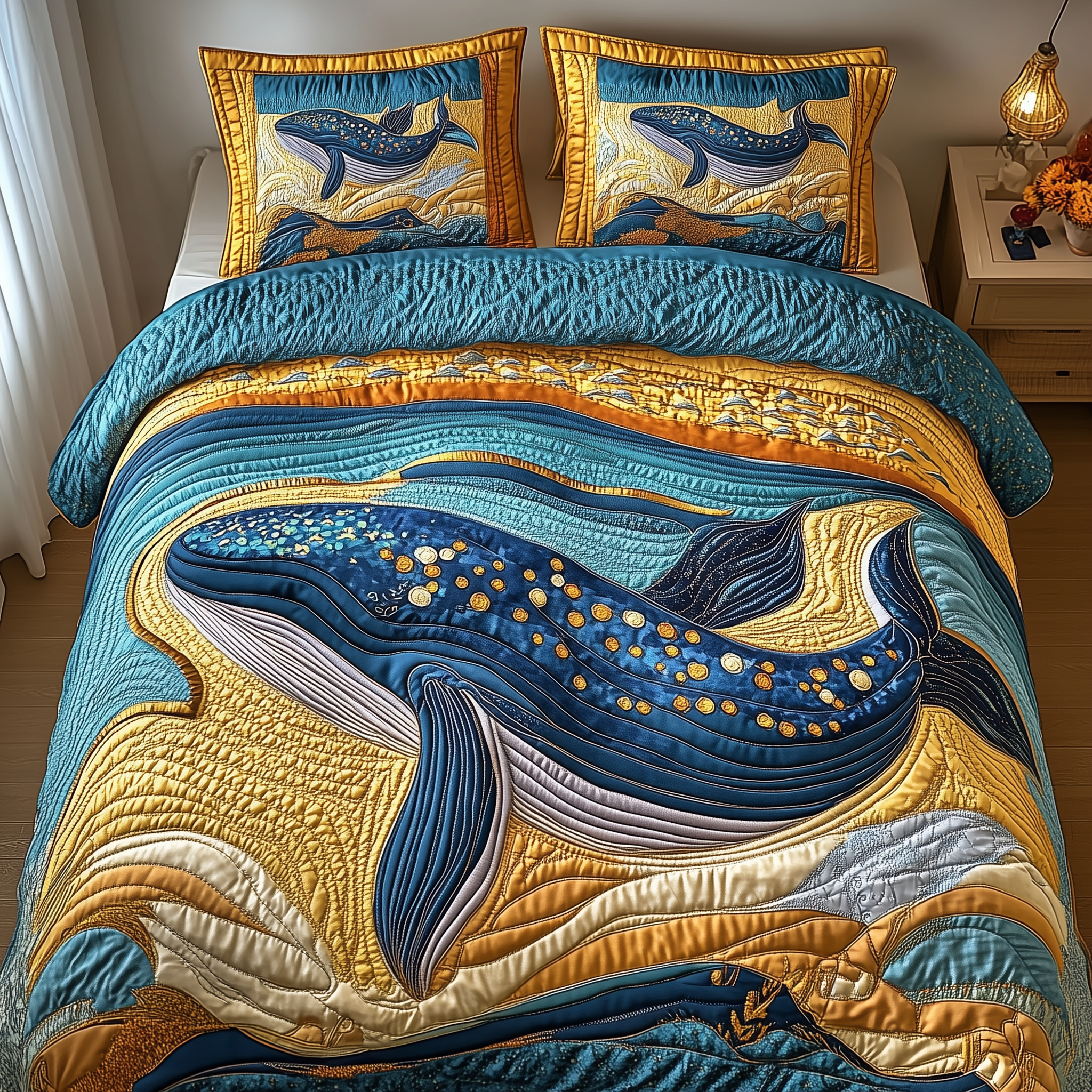 Mistique Whale Quilted Bedding Set Duvet Cover Bedspread Set Items Birthday Presents For Dad