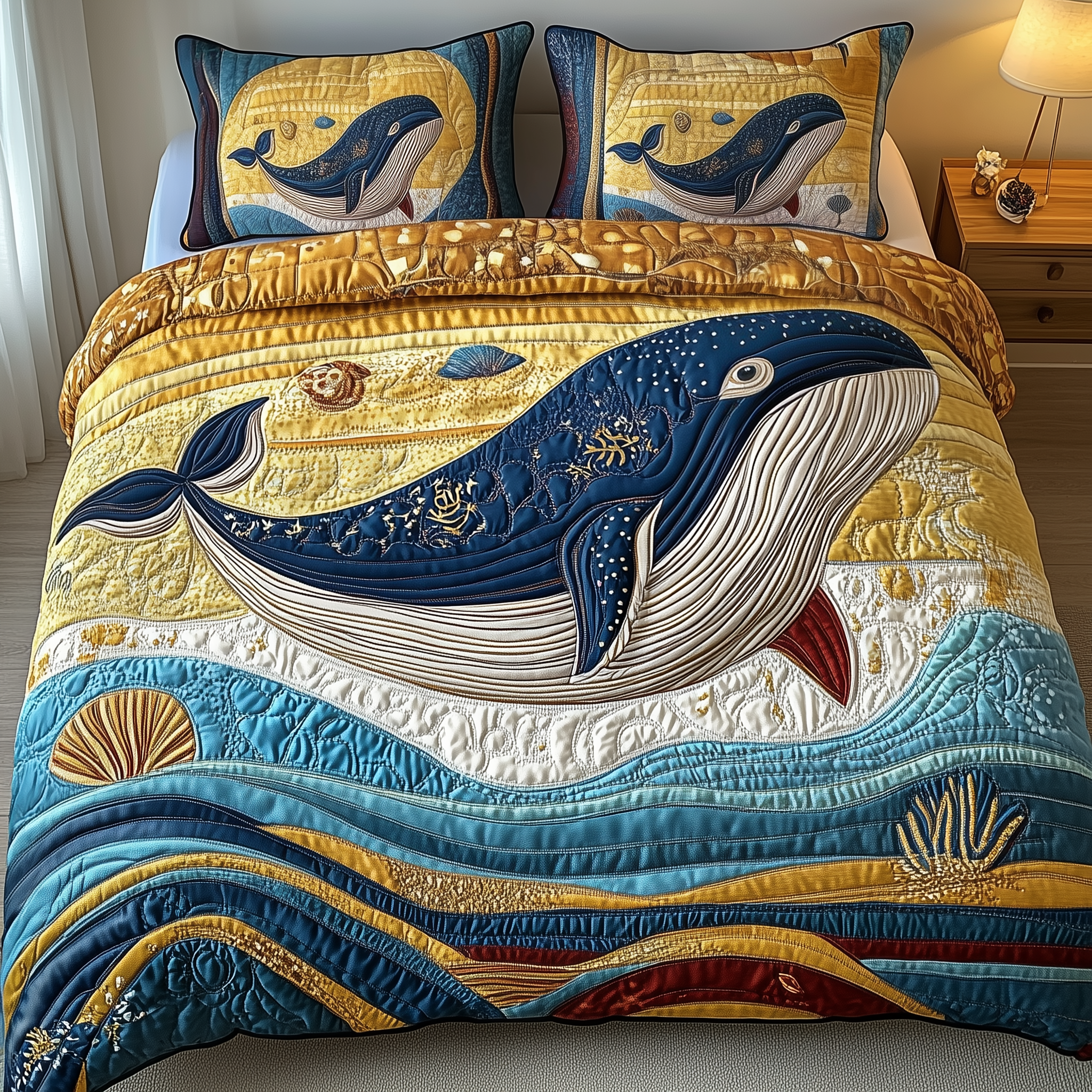 Mistique Whale Quilted Bedding Set Duvet Cover Bedspread Set Items Gifts For Father In Law