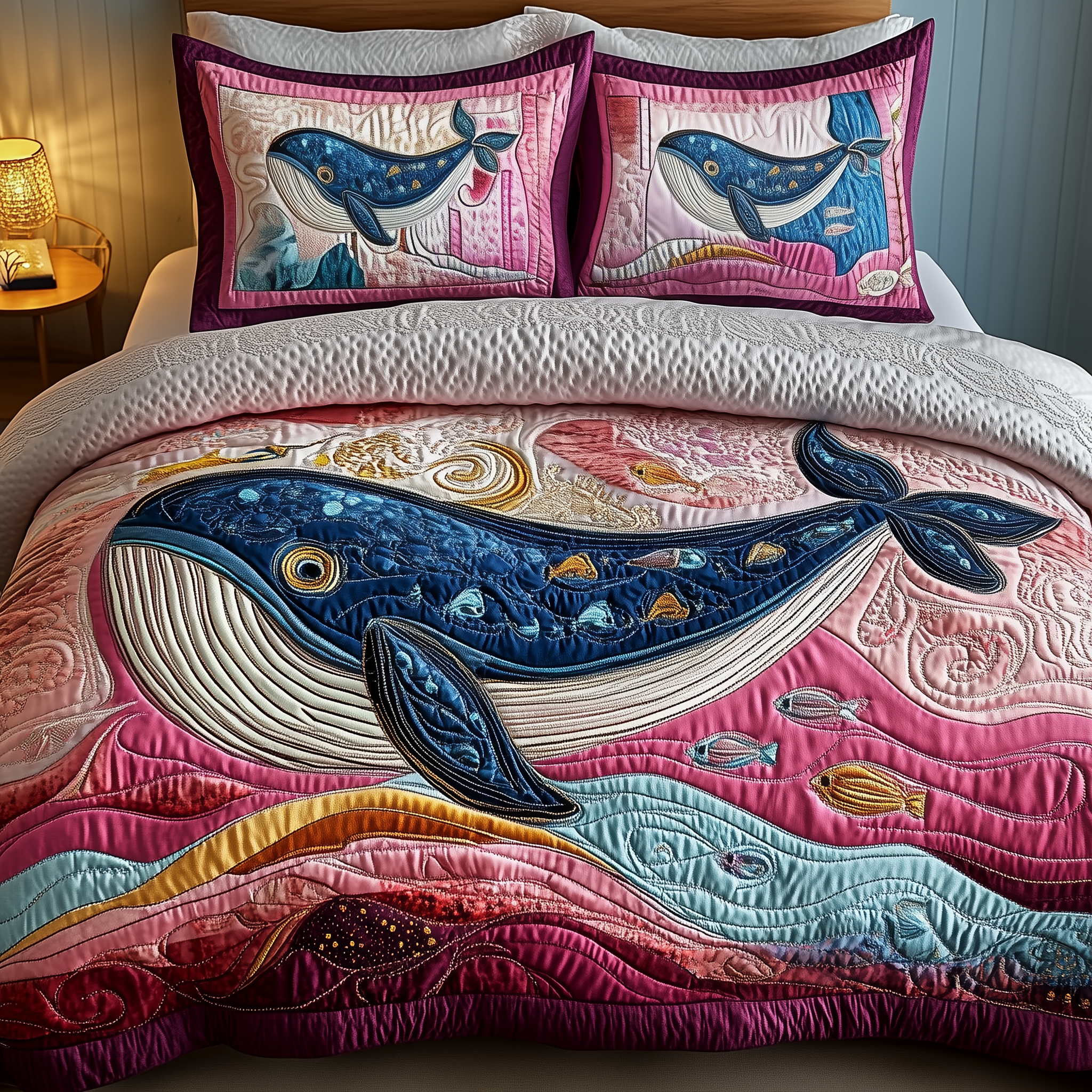Mistique Whale Quilted Bedding Set Duvet Cover Bedspread Set Items Gifts For New Dads