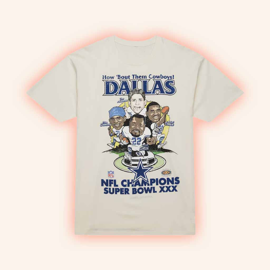 Mitchell And Ness Merch Dallas Cowboys Super Bowl XXX NLF Champions T-Shirt Gift For Fans