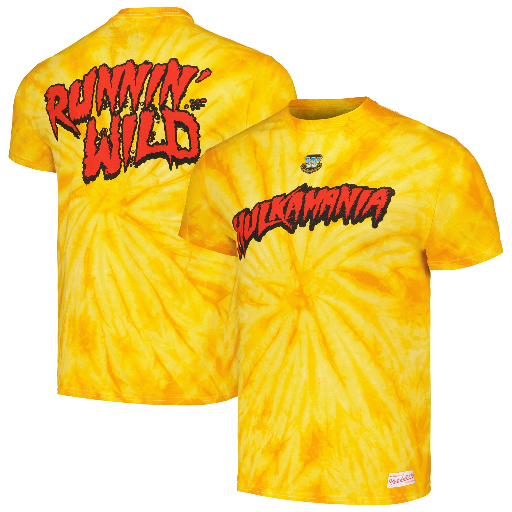 Mitchell Ness Yellow Hulk Hogan Hulkamania Tiedye Tshirt Hulk Hogan Merch