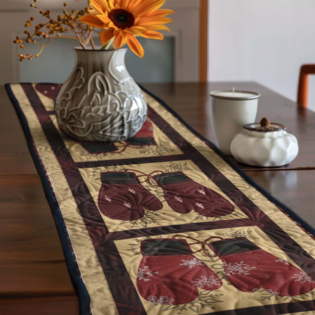 Mittens Quilted Table Runner Home Decorations Themed Gift Items