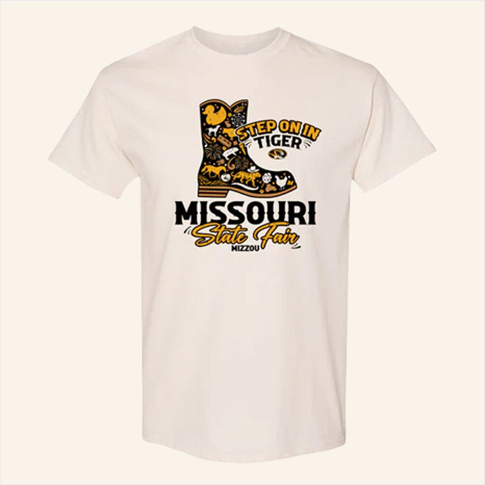 Mizzou Tigers Missouri State Fair 2025 Step On In Tigers Cowboy Boot Shirt Tiger Team Merch Dudes Gifts