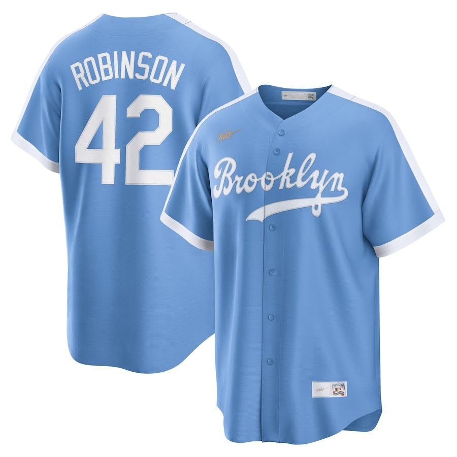 MLB 42 Jersey Day Brooklyn Dodgers Jackie Robinson Jersey Light Blue Alternate Cooperstown