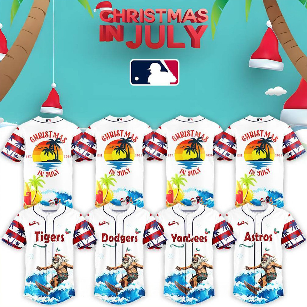MLB All Teams x Christmas July Santa Surfing Special Baseball Jersey MLB Merch Gift For Fans