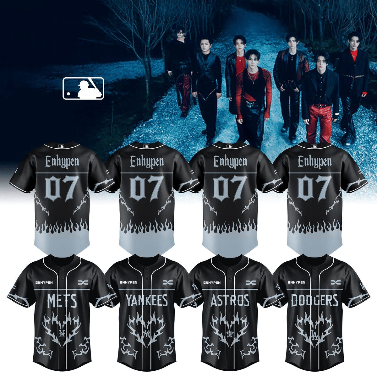 MLB All Teams X Enhypen Walk The Line Tour 2025 Jersey MLB Merch Gifts For Fans