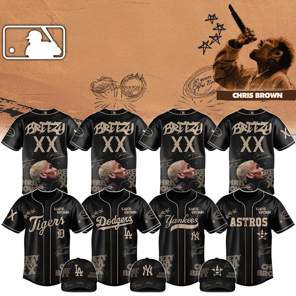 MLB X Chris Brown Breezy Bowl 20xx Tour 2025 Black Jersey MLB Merch Gifts For Fans