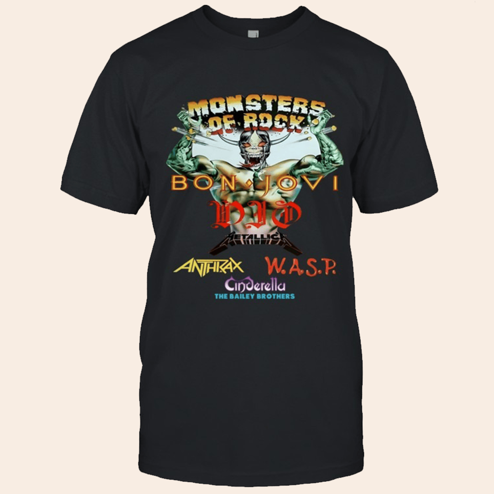 Monsters Of Rock 1987 Bon Jovi Dio T-Shirt Monsters Of Rock Merch Father's Day Birthday Gifts