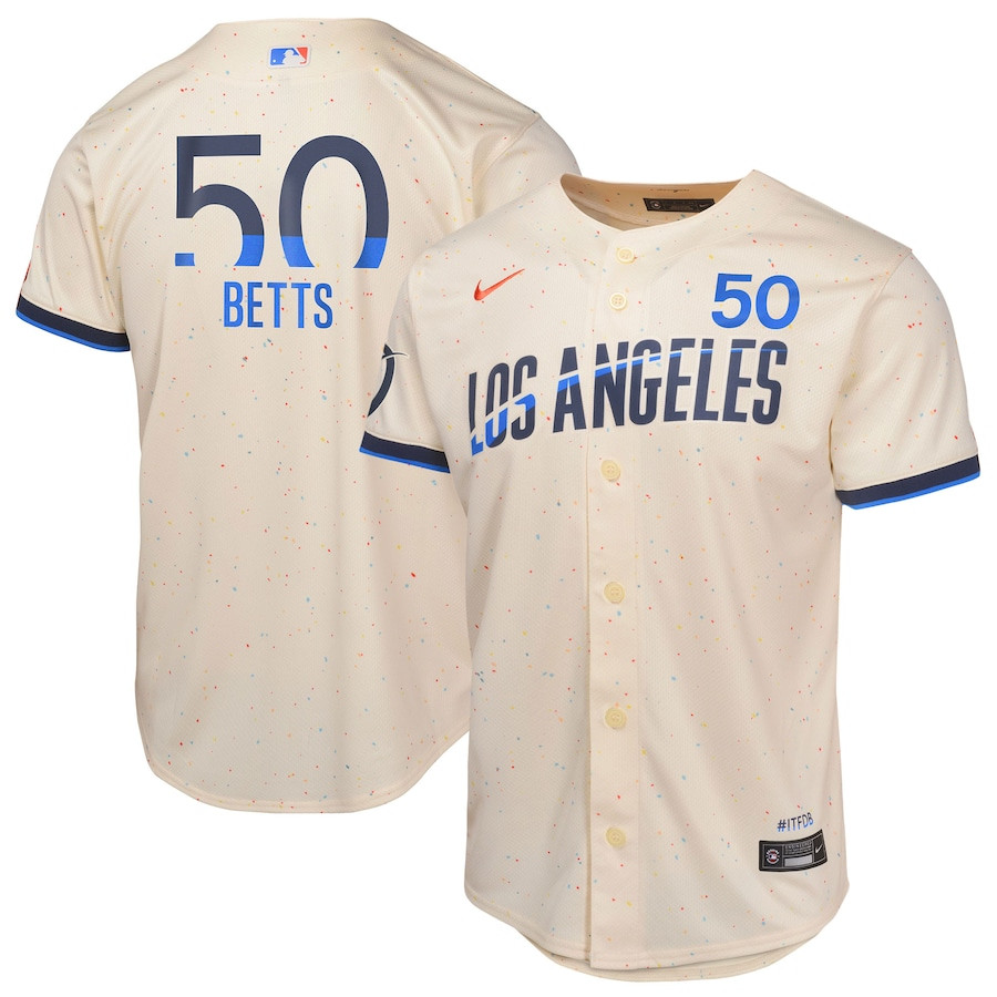 Mookie Betts 50 Los Angeles Dodgers 2024 City Connect Limited Youth Jersey - Cream - JS650