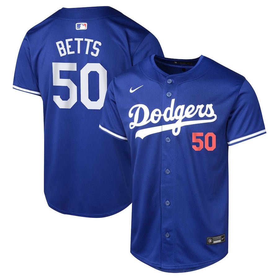 Mookie Betts 50 Los Angeles Dodgers Alternate Limited YOUTH Jersey - Royal - JS874