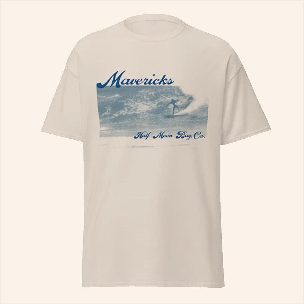 Moovin Mavericks California Surf Surfing T-Shirt Moovin Merch Present For Husband