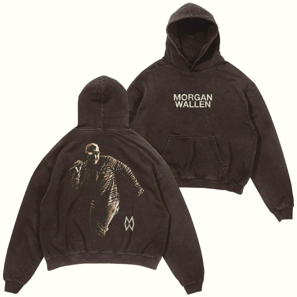 Morgan Wallen Merch Live Photo Brown Hoodie Music Lover Gifts For Him Gifts For Best Friend