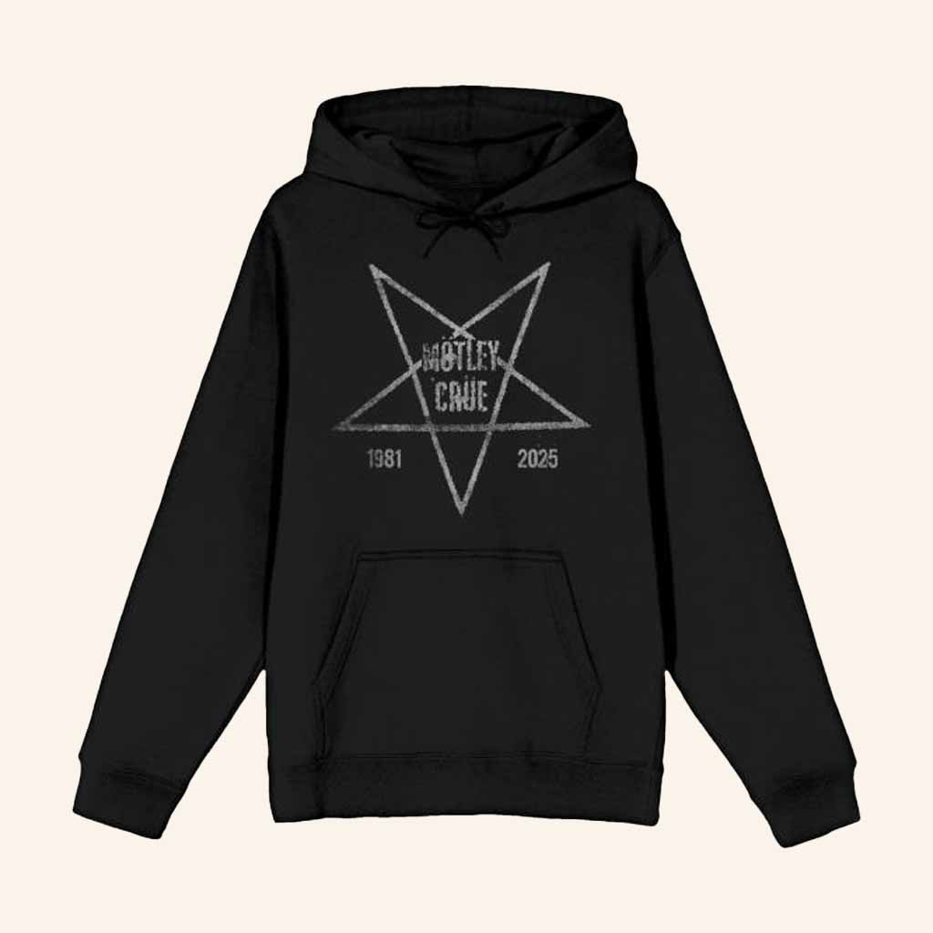 Motley Crue Merch Pentagram 2025 Black Hoodie Gifts For Music Enthusiasts