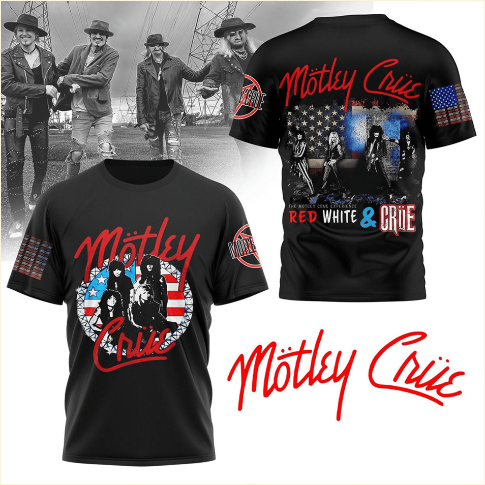 Motley Crue Red White And Crue T-Shirt Motley Crue Merch Father's Day Present Ideas