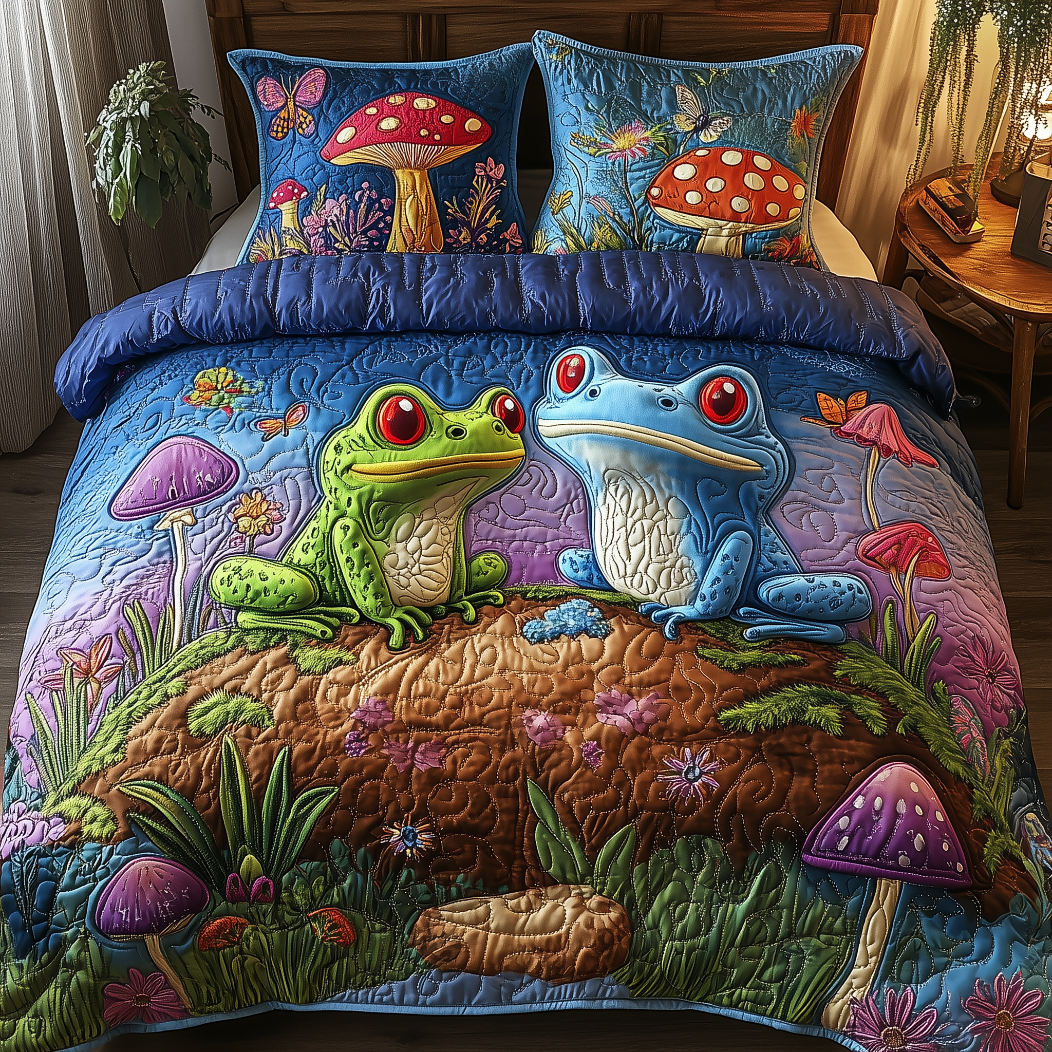 Mushroom Kingdom Friends Quilted Bedding Set Duvet Cover Bedspread Set Item Gifts For Dads Who Have Everything