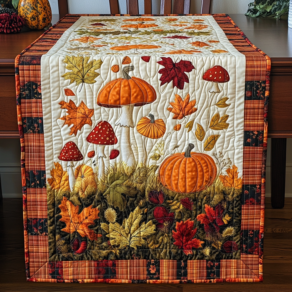 Mushroom Quilted Table Runner Dining Table Runner Home Decorations Themed Gifts