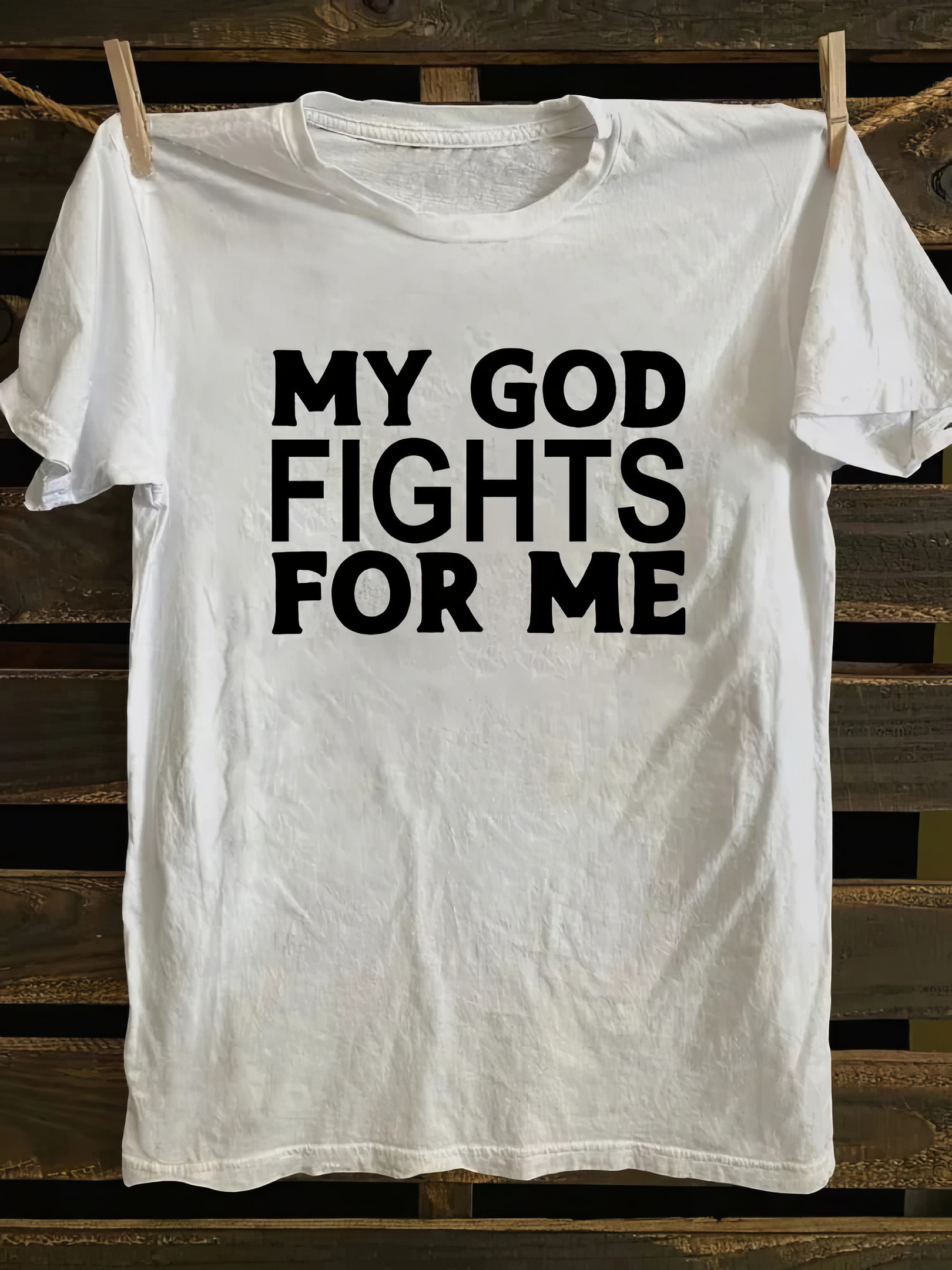 My God Fights For Me Shirt Mens Religious T-Shirts Gifts For Dudes
