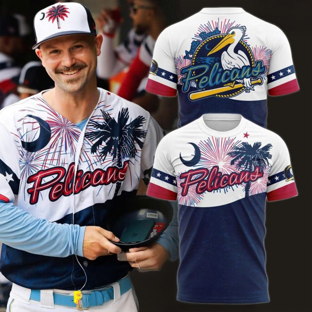 Myrtle Beach Pelicans Independence Day 2025 Baseball Jersey Pelicans Merch Fans Gifts