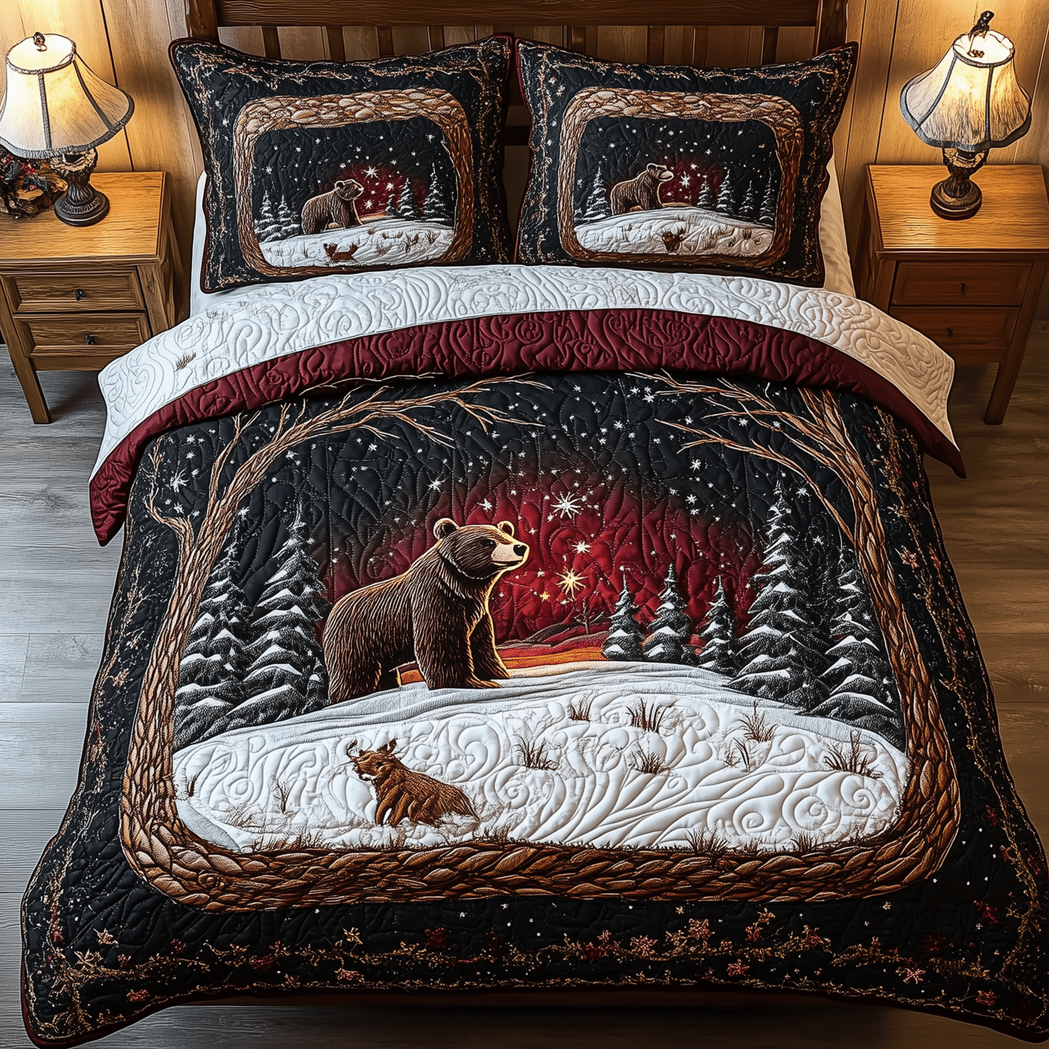 Mystery in the Forest Quilted Bedding Set Christmas Gift Ideas For Wife