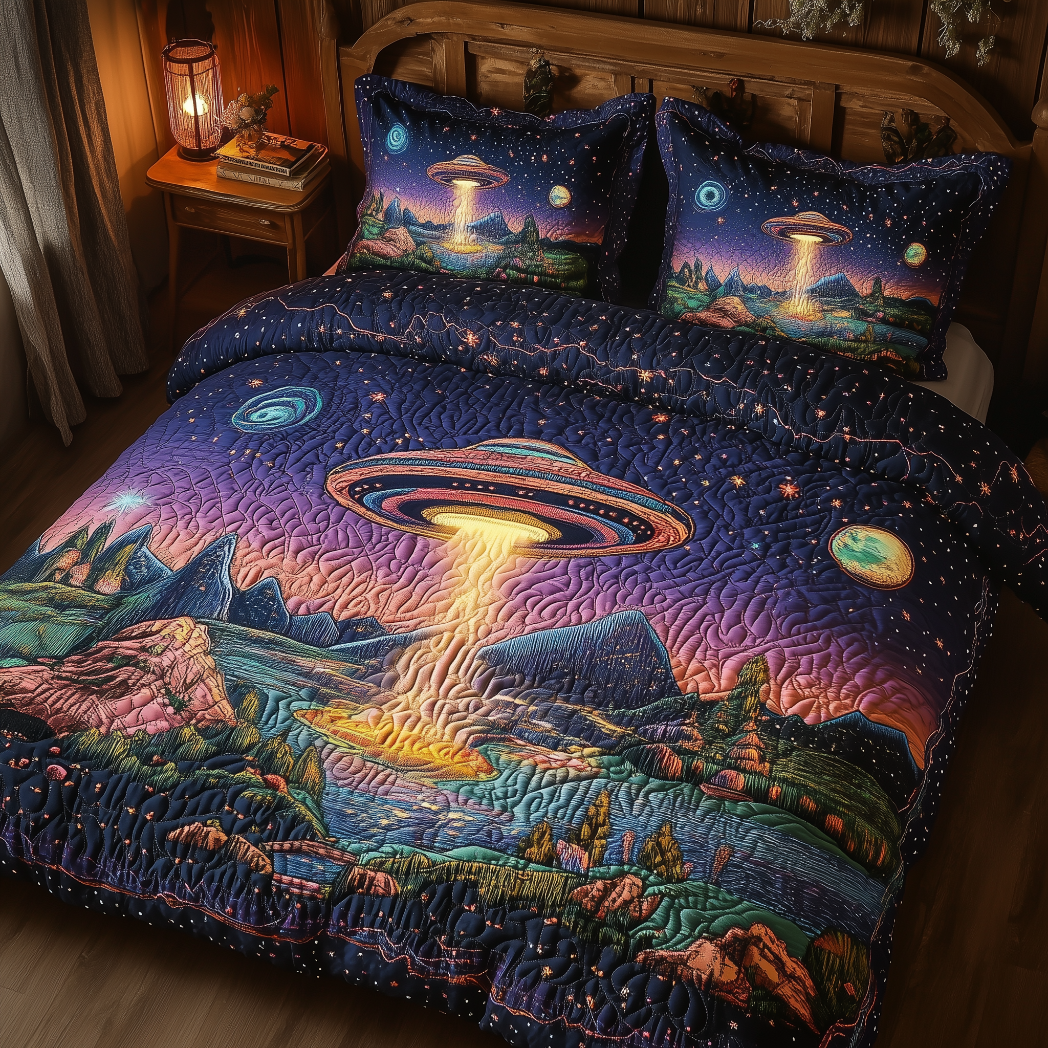 Mystical Invasion Quilted Bedding Set Duvet Cover Bedspread Set Item Best Gifts For Dad