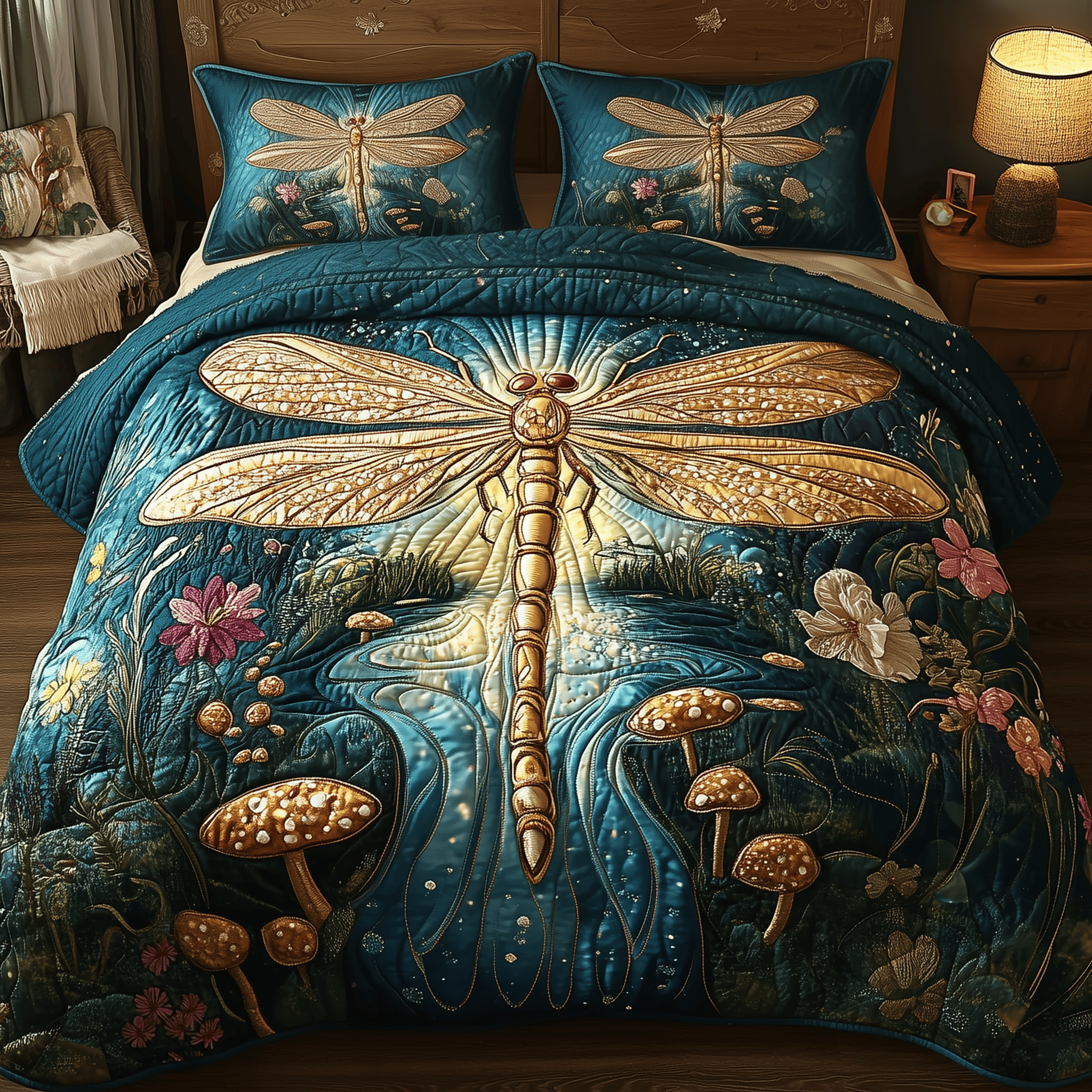 Mystical Wings Quilted Bedding Set Duvet Cover Bedspread Set Item Dad Birthday Gifts