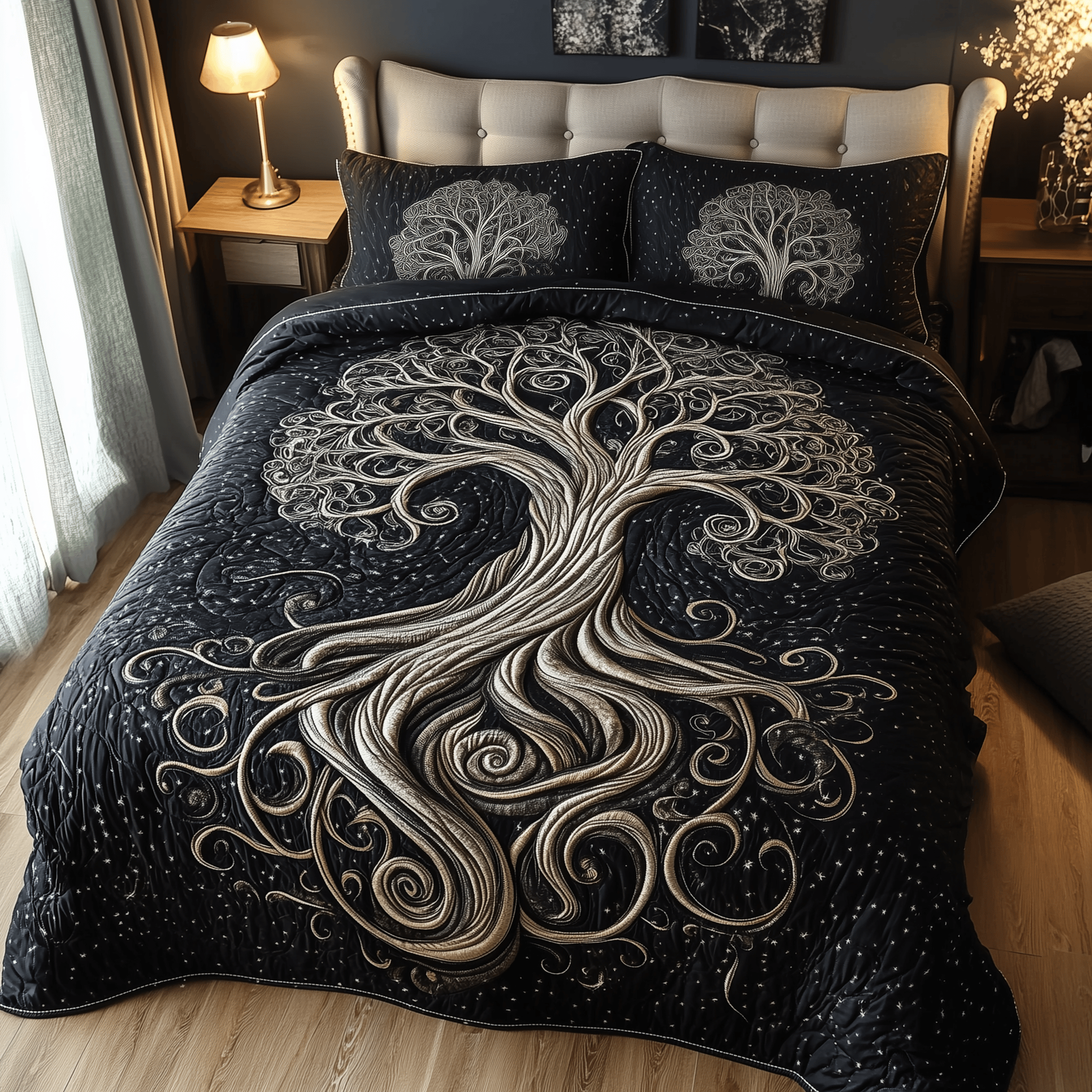 Mythic Tree of Life Quilted Bedding Set Duvet Cover Bedspread Set Item Ideas For Mother' Day Gifts