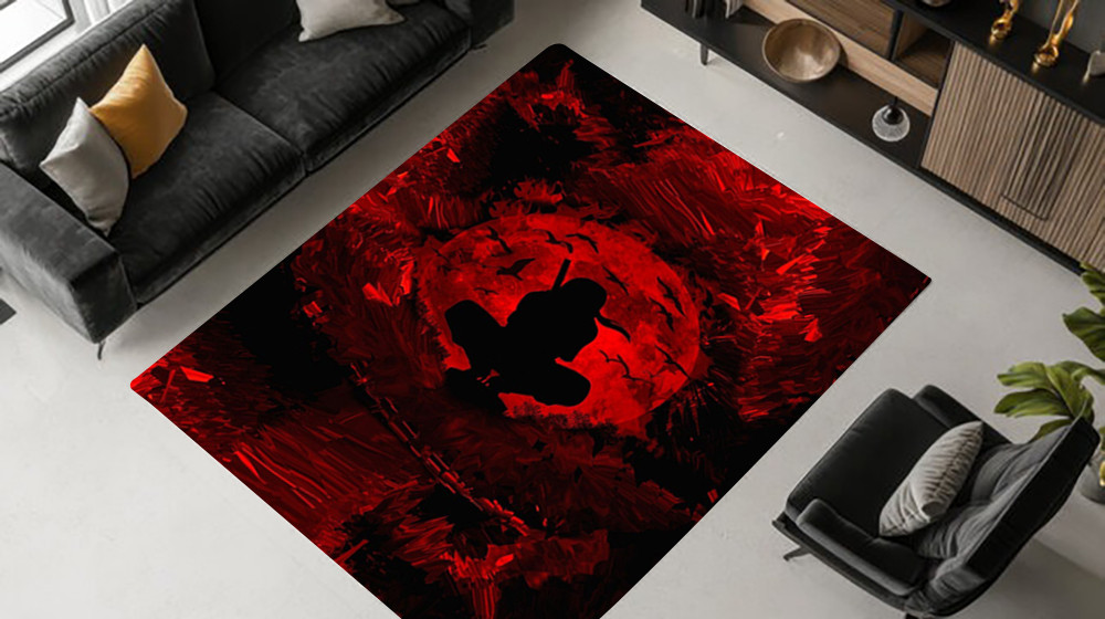 Naruto Akatsuki Moon Rug Naruto Inspired Ninja Carpet Mat Decor Gifts For Fans