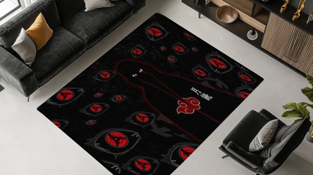 Naruto Itachi Uchiha Akatsuki Sharingan Red Cloud Rug Akatsuki Carpet Mat Anime Lovers Gifts