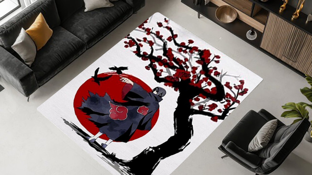 Naruto Manga Anime Itachi Sakura Flower Anime Area Rug Akatsuki Carpet Mat Fans Gifts