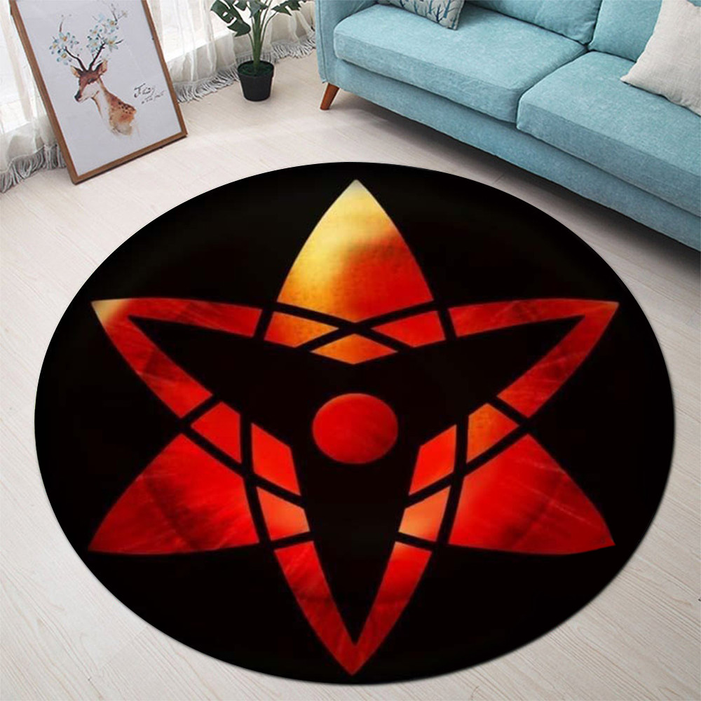 Naruto Sasuke Akatsuki Sharingan Rinnegan Printed Round Rugs Floor Mat Anime Lovers Fans Gifts