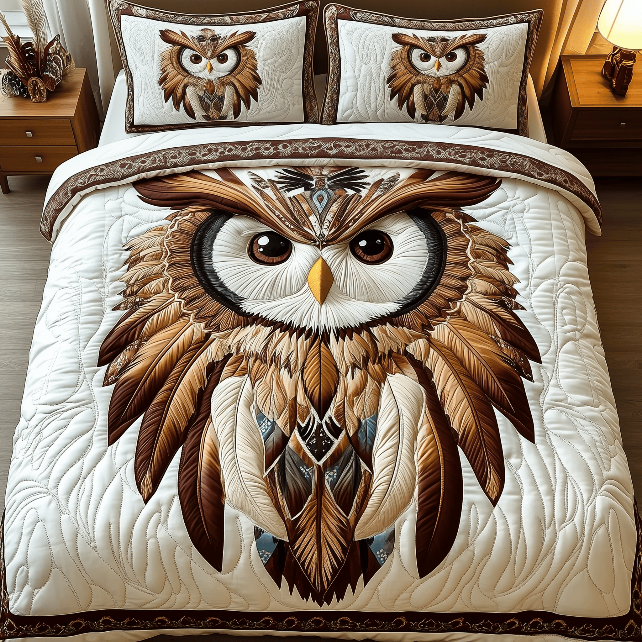Native American Owl Quilted Bedding Set Native American Gift Ideas