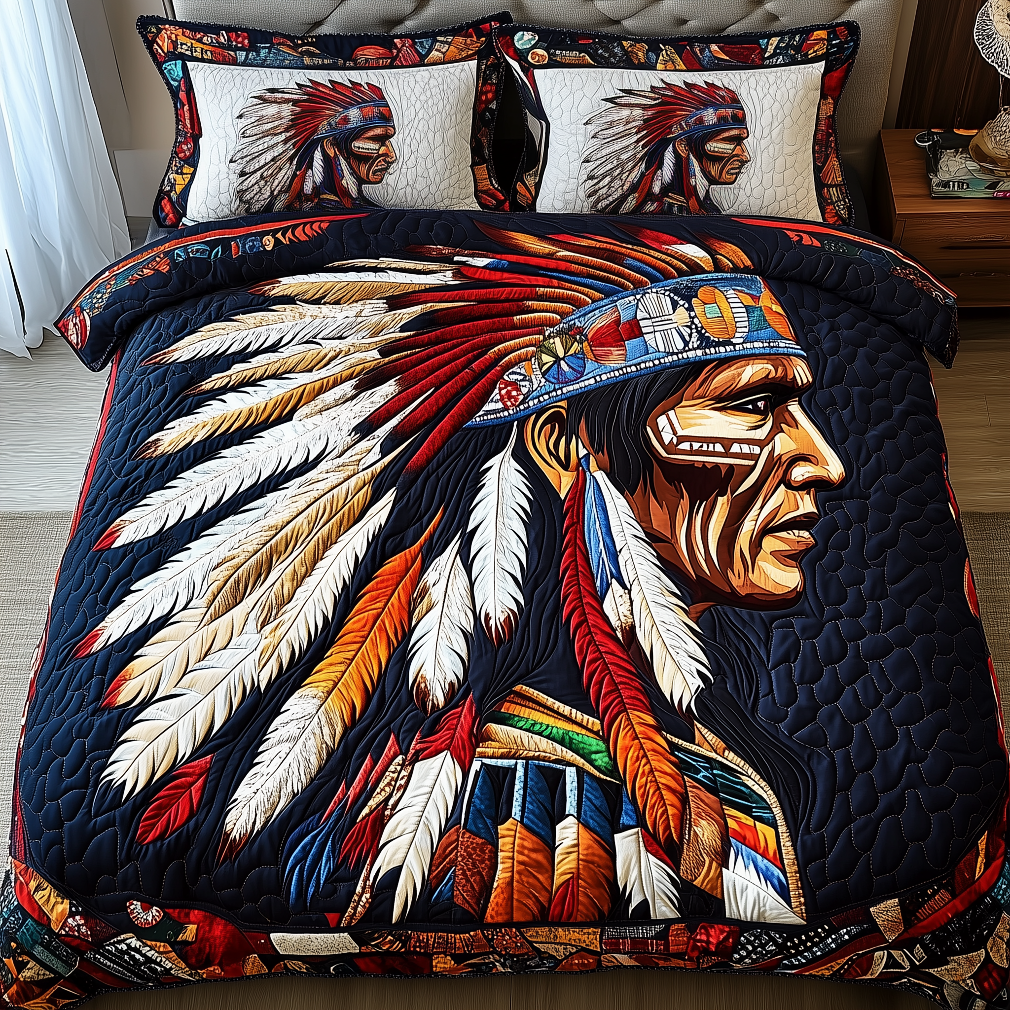 Native Essence Quilted Bedding Set Best Duvet Cover Bedspread Set Father And Daughter Gifts