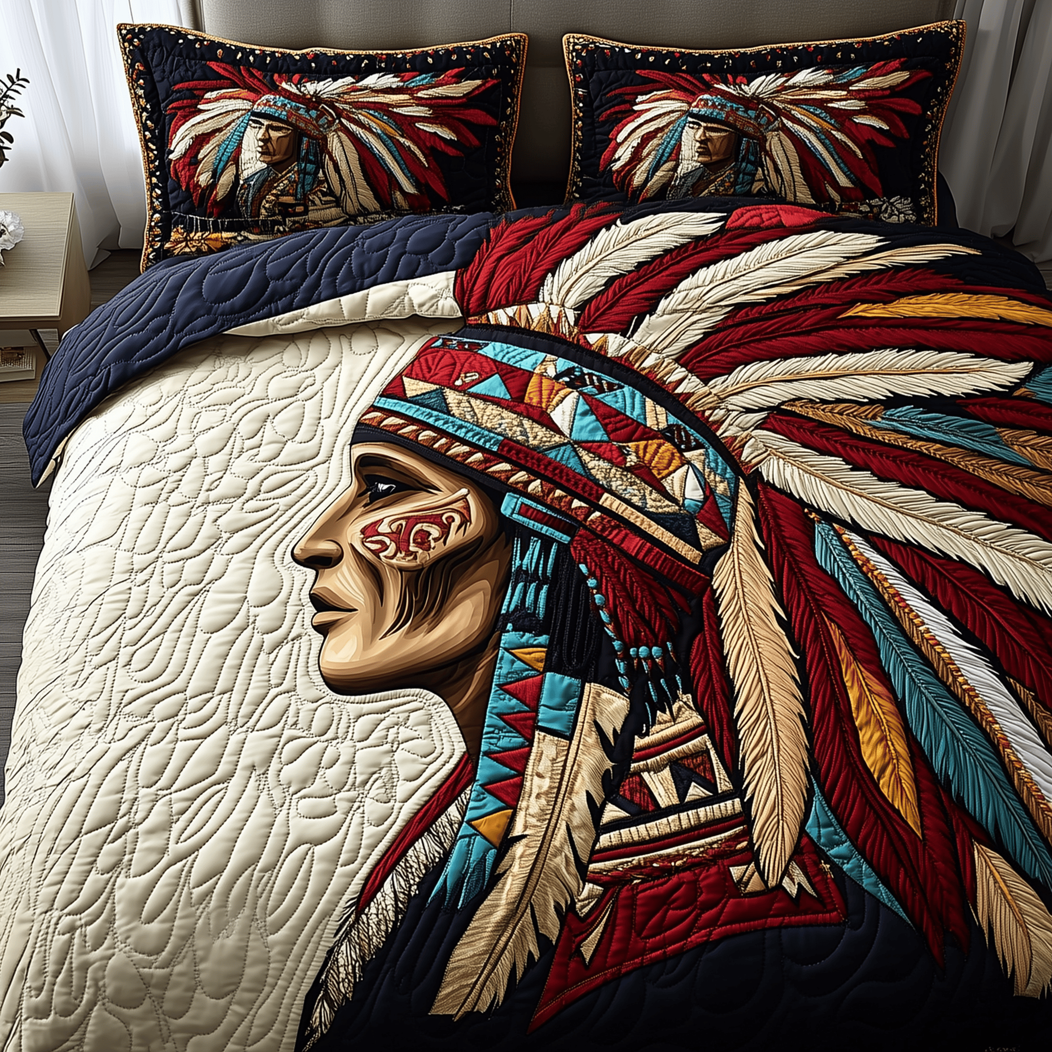 Native Essence Quilted Bedding Set Best Duvet Cover Bedspread Set Father Daughter Gifts For Dad